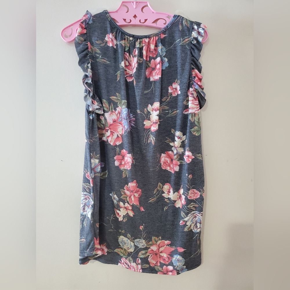 Floral Ruffle Sleeve Tank Top - Picture 3 of 3